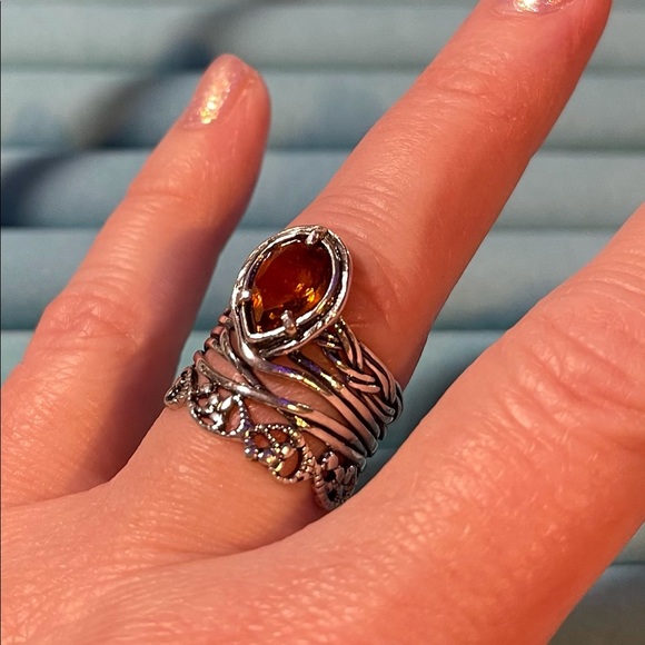 Or Paz Citrine Teardrop Look of Stack Ring sz7 - Picture 4 of 8